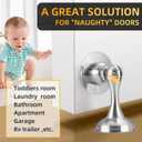 4 Pack Magnetic Door Stop No Drilling Door Stop with 3D Adhesive Tapes Keep Door Open Door Stainless Steel Screws for Stronger Mount (Silver)