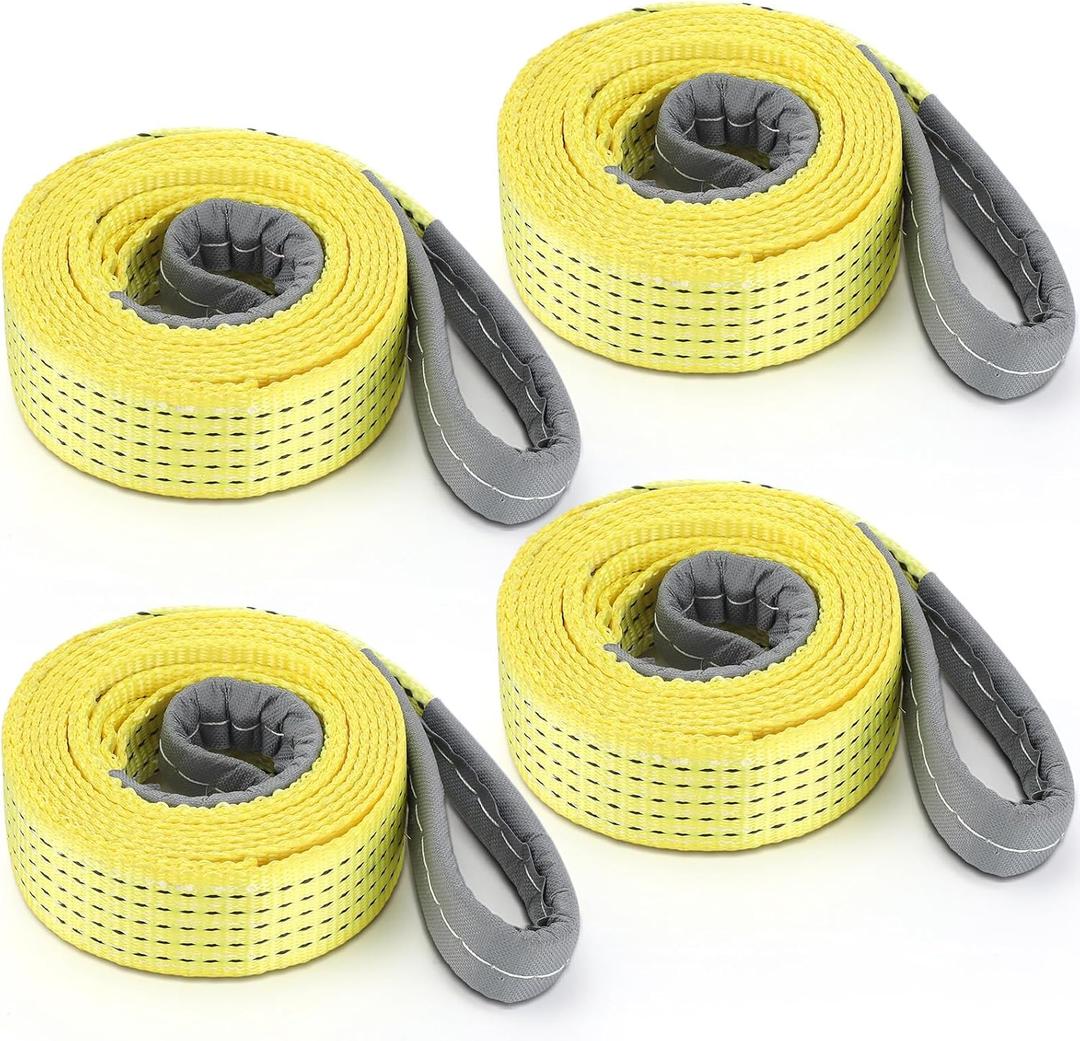 4 Pcs Lift Sling Straps Heavy Duty Web Slings Straps Polyester Nylon for Hoist Car Outdoor Using (1'' X 4', 6171lb)