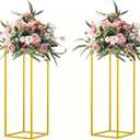 23.6inch 2 pcs Column Vases Gold Centerpieces for Table Metal Flower Stand Gold Wedding Centerpieces for Tables Party Floral Stands for Flowers