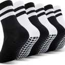 6 Pairs Kids Grip Soccer Socks Cushioned Non Slip Grippy Football Athletic Sports Socks for Boys Girls