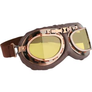 Motorcycle Goggles Vintage Pilot Glasses Anti Fog Dustproof ATV Off Road Motorbike Helmet Eyewear Cruiser Scooter Aviator Goggles Protect for Ridding Motorcross Racing (Brown) (1pcs Brown-yellow Lens)