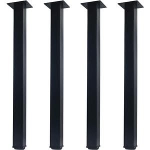 QLLY 24 inch Adjustable Metal Furniture Legs, Square Office Table Desk Leg, Table Leg, Set of 4 (Black)
