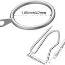 Hotop 30 Pcs Metal Drapery Curtain Rings 0.98/1.26/1.65 inch Interior Diameter and 30 Pcs Hanging Curtain Drapery Pin Hooks for Window Door Shower(Matte Silver,42mm)