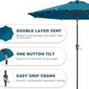 9FT Patio Umbrella with Solar Lights,Outdoor Market Umbrella with Tilt and Crank, LED Lighted Table Umbrella for Garden,Deck,Backyard,Pool,Beach (Lake Blue)