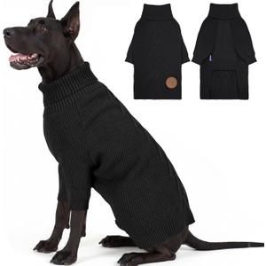 cyeollo 4XL Dog Sweater, Stretchy & Cozy Warm Dog Sweaters for Large Dogs Boy, Pullover Knit Fall Winter Sweatshirt for Giant Breed Big Dogs Clothes, Doberman Great Dane Apparel, Black XXXXL