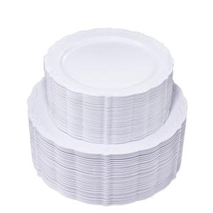 U-QE 36PCS White Disposable Plates - Premium Hard Plastic Plates for Wedding and Party Use