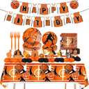 Basketball Party Supplies, Basketball Birthday Party Decorations Tableware Set,Include Honeycomb Centerpieces Table Decoration and Napkins,Cups,Plates,Banner,Tablecloth (Set B)