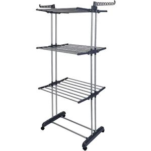 Rolling Laundry Drying Rack, Collapsible Clothes Dryer Rack with Side Wings, Heavy Duty 88lbs Capacity, 3-Tier Hanger Stand for Indoor & Outdoor Use