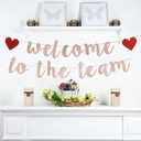 Welcome to The Team Banner Rose Gold Glittery New Employee Member Welcome Banner Decorations for Office Party