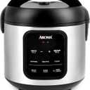 AROMA Digital Rice Cooker, 4-Cup (Uncooked) / 8-Cup (Cooked), Steamer, Multicooker, Slow Cooker, Oatmeal Cooker, Auto Keep Warm, 2 Qt, Stainless Steel Exterior