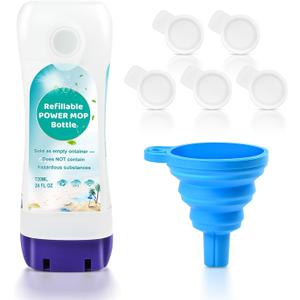 Refillable Bottle for Swiffer Power Mop, 720ML / 24 FL.OZ Reusable Solution Container, Leak-Resistant Lock, Use Any Liquid Cleaner