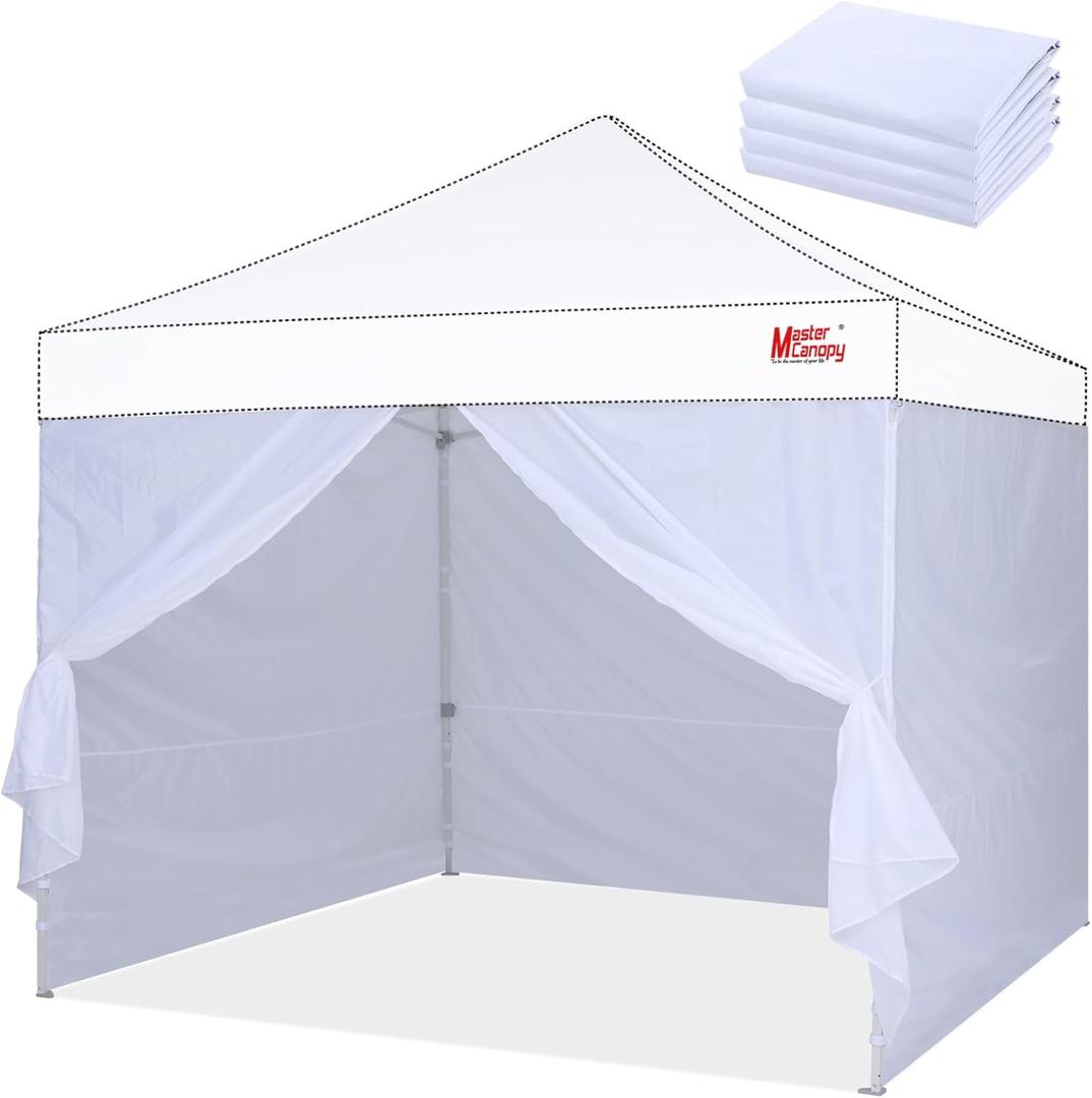 MASTERCANOPY Pop-up Canopy Sidewall Kit, 3 Sidewalls & 1 Doorwall Only (10x10,White)