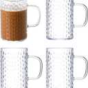 Coffee Mugs Set of 4, Unbreakable Clear Coffee Mugs with Handle, 16 Ounce Reusable Plastic, Dishwasher Safe
