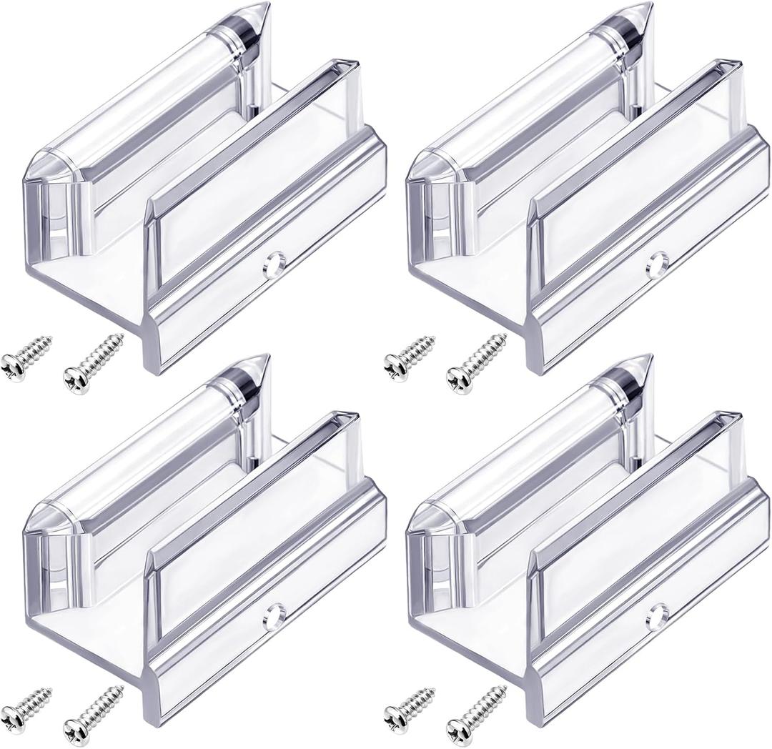 Xuhal 4 Pcs Sliding Shower Door Bottom Guide with Screw for 3/8 Inch Thick Shower Glass Doors Clear Acrylic Frameless Door Track Guide for Bathtub Glass Doors Replacement Parts Bottom