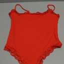 SUUKSESS Women Square Neck Lace Bodysuit Sleeveless Spaghetti Strap Tank Top, Large