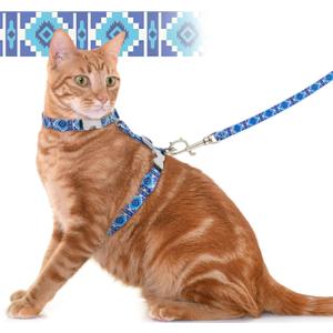Supet Cat Harness and Leash Escape Proof, Adjustable Cat Leash and Harness Set for Walking, Lightweight Cat Harness for Large Small Kittens (S (neck:6-9", chest: 10-15"), Blue)
