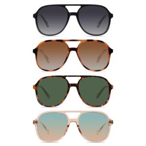 YDAOWKN Retro Square Aviator Sunglasses for Womens Mens Vintage 70s Double Bridge Sun Glasses