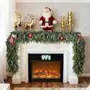 9 FT Christmas Cedar Garlands, Artificial Realistic Winter Cedar Pine Garland, Real Touch Greenery Garland for Fireplace,Table, Mantle, Wall, Indoor, Outdoor Home Party Decorations (1, 9FT)