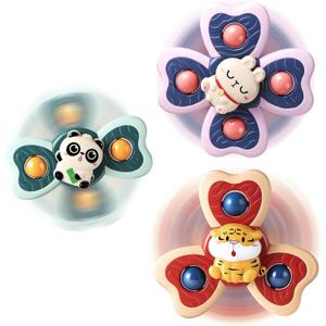 ALASOU 3PCS Suction Cup Spinner Toys for 1 Year Old Boy Girl|Spinning Top 12 18 Months|1 2 Year Old Boy Birthday Gift|Baby Bath Toy for Kids Ages 1-3|Sensory Airplane Travel Toy for Infant Toddlers