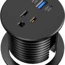 Desk Grommet Power Outlet, 2.5 inch Desktop Recessed Outlet with 20W Fast Charging USB-C Port, Flush Mount Outlet for Conference Rooms, Office Tables, Furniture (Black, 6FT)