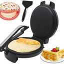 LovHomdecr 10" 1200W Electric Tortilla Press & Chapati Maker - for Roti, Crepes, Grilling | Includes Warming Bag & Spatula (Black)