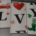 47" 2 In1 Double Side Porch Sign Wooden Sign, Rustic Letters Holiday Decor, Large Welcome Porch Decor for Front Door Home Wall Hanging Yard (Valentines and St.patrick's)