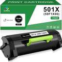 LeciRoba 10000 Page-Yield 50F1X00 501X Remanufactured Toner Cartridge Replacement for Lexmark MS410 MS410d MS410dn MS415 MS415dn MS510 MS510dn MS610 MS610dn MS610de MS610dte MS610dtn Printer (1 Pack)