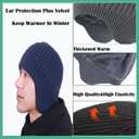 JHDESSLY Men Women Winter Beanie Hat Knit Earflap Stocking Caps Warm Fleece Lined for Outdoor (Gray)