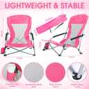 Huwena 2 Pack Beach Chairs with Umbrella for Adults, Low Folding Chair Set, Adjustable Detachable Umbrella, Lightweight Portable with Cup Holder & Carry Bag, for Beach Camping Travel(Rose Red)