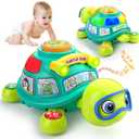 ToddlerCley Musical Turtle Baby Toys 6-12 Months, Bilingual Educational Crawling Toys 7 8 9 10 Months, Light up Infants Tummy Toy with Sound, Number, Letters, Gifts Present for Baby 4 5 6 12 Month