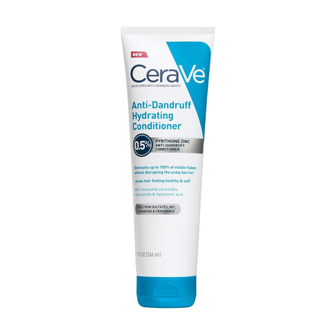 CeraVe Hydrating Anti Dandruff Conditioner, 0.5% Pyrithione Zinc Dandruff Treatment With Ceramides, Hyaluronic Acid & Niacinamide, Helps Eliminate Flakes & Reduce Itchy Scalp, Sulfate Free Conditioner | Hydrating (9 Fl Oz (Pack of 1))