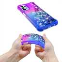5 x for Galaxy A23 Case with HD Screen Protector,Gradient Quicksand Glitter Liquid Floating Waterfall Durable Girls Cute Phone Case for Samsung A23 5G (Purple/Blue)
