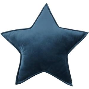 YAKEV Moon Shaped Throw Pillow Star Couch Cushion Decorative Pillows Fluffy Velvet Stars Home Decor Plush for Bedroom (Star, Dark Blue)