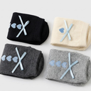 Knagsfa 4 Pairs Women's Cute Crew Socks, Casual Athletic Cotton Bowknot Embroidery Calf Novelty Socks for Women