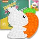 Easter Bunny Poppers, Bunny Carrot Pop Bubble Fidget Sensory Toy, Puzzle Popper, Easter Gifts for Kids,Toddler, Easter Basket for Toddlers Girl, Easter Toys, Stocking Easter Basket Stuffers (White)