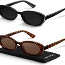 miyya 2025 Polarized Oval Sunglasses with UV Protection - Multiple Trendy Colors & Patterns (Black/Leopard Beige)