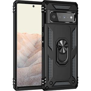 Korecase for Google Pixel 6 Pro case Heavy Duty Rugged Full Body Scratch Proof Shockproof Screen Protection Built-in 360 Ring Kickstand Military Hard Back Phone Cover for Men Women Black