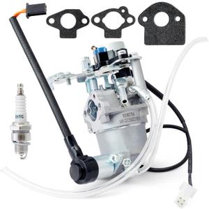 100160764 Carburetor Compatible with Champion 2500 Watt 201122 200961 200962 Dual Fuel Inverter Generator with Solenoids and Stepper Motor, Carb Kit with E6TC Spark Plug and Gaskets