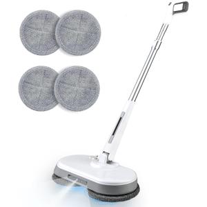 Cordless Electric Mop, Dual Motor Powerful Spin Mop 2000 mAh, Floor Polisher,1H Rechargeable Power Mops with LED Light/Water Sprayer, Electric Mops for Floor Cleaning for Hardwood, Tile, Rotate 180