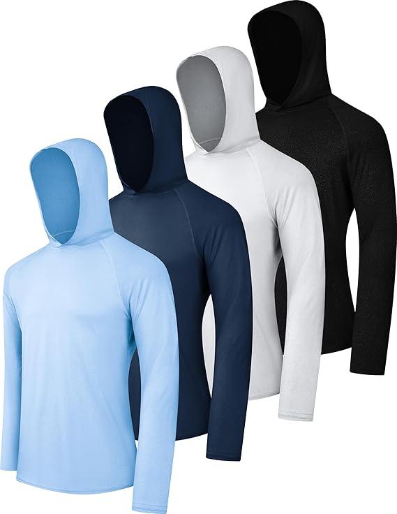 OYGSieg Men's Athletic Hoodies Long Sleeve Fishing Shirts for Men UPF 50+ SPF UV Sun Protection Shirts Rash Guards XL
