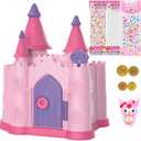 Kids Piggy Bank for Girls Pink Cute Plastic Personalized Piggy Banks Small Baby Coin Money Bank Little Princess Toys Age 4 5 6 Year Old Girl Birthday Gifts