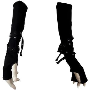 HeiBai Xiong Black Arm Warmers Grunge Gloves Fingerless Goth Rock Arm Sleeve For Women Or Men