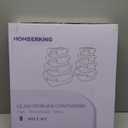 8 Pack Borosilicate Glass Food Storage Containers with Lids, Glass Meal Prep Containers, Airtight Bento Lunch Boxes with Snap Locks, Oven, Freezer and Dishwasher Safe, BPA Free, Kitchen Storage Set (Deep Black)