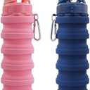 YCTMALL Collapsible Water Bottles Travel Water Bottle Sports Portable Sport Water Bottle Reusable Water Bottles Comes With Mountaineering Buckle 500ml Silicone Water-Proof Camping Water Bottle