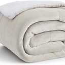Bedsure GentleSoft Sherpa Fleece Throw Blanket for Couch, Non-Heated, Thick and Warm Throw for Women and Men, Soft Fuzzy Plush Blanket for Winter, Linen, 50x60 Inches