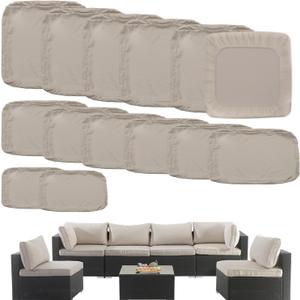Outdoor Cushion Covers Replacement 14 Pcs Patio Cushion Covers fit for 7Pieces 6-Seater Wicker Rattan Sectional Couch Sofa Outdoor Cushion Slipcovers Set Seat and Back Cover Only, Beige
