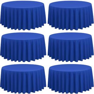 6 Pack Round Tablecloths - 120 Inch, Royal Blue Polyester Table Cover for Round Table, Stain and Wrinkle Resistant Washable Fabric Table Cloth, Polyester Tablecloth for Wedding Banquet Parties (6 Pack 120 Inch Round)