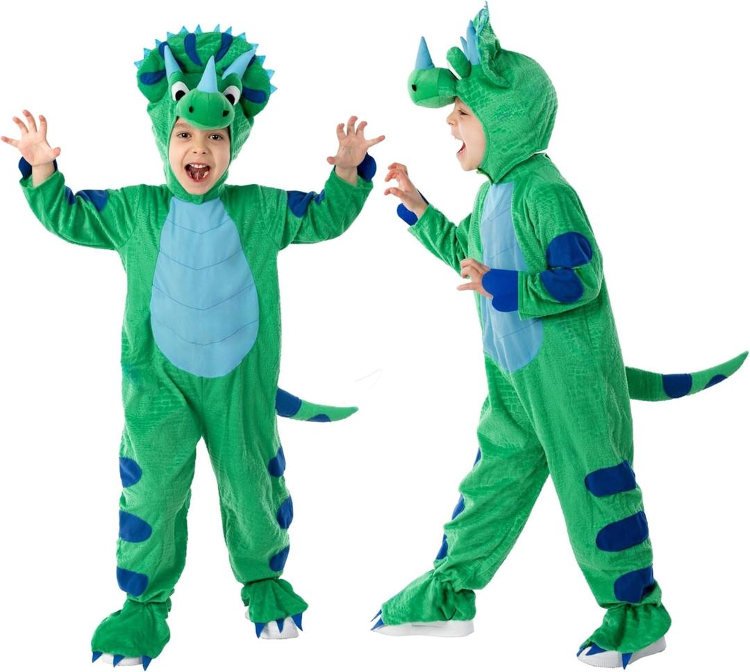 Morph Triceratops Costume For Kids, Toddler Dinosaur Outfit, Halloween Dinosaur Costume, T-Rex Dress Up (7-9 Years)