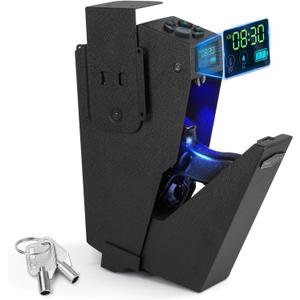 Gun Safe for Handgun, Drop Down Biometric Pistol Safe, 3 Ways Quick Access with Fingerprint/PIN Code/KEY, Single GunSafe for Nightstand Bedside Home,Wall, Dresser