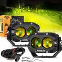 Auxbeam 4In 60W Amber Fog Lights, Amber Led Pods Super Bright Spot Beam Offroad Lights with Plug and Play Wiring Harness Kit for Truck SUV ATV UTV Jeep Wrangler Motorcycle